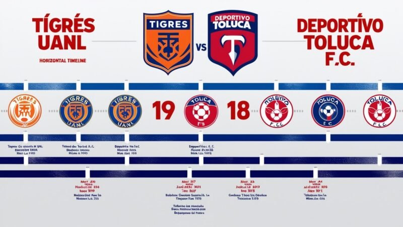 Tigres UANL vs Deportivo Toluca F.C. Timeline