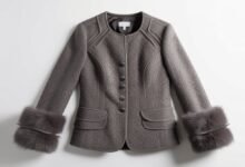 Chico's Faux-Fur Removable Cuff Grey Nordic Inspired Jacquard Jacket